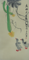 娄师白《瓜藤双鸭图》