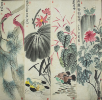 齊白石花鳥四條屏