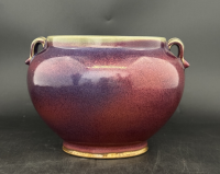 元代 鈞窯玫瑰紫釉雙系罐