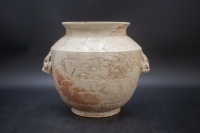 宋代定窯白釉刻花雙耳罐