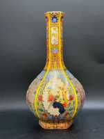 仿雍正琺瑯彩六方長(zhǎng)頸瓶