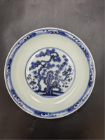 大明宣德年制 歲寒三友松竹梅青花盤